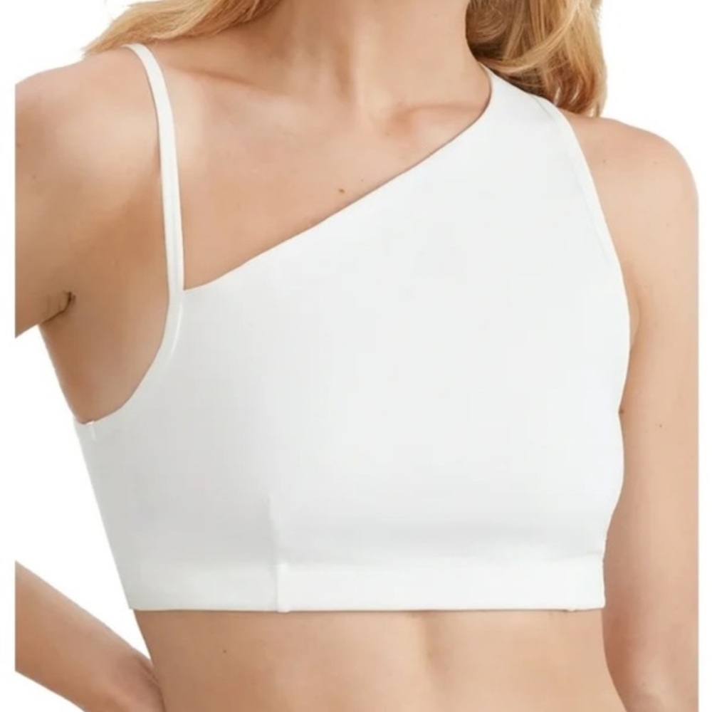 Sweaty Betty WHITE Asymmetric Sculpt Wire-free Bra, US Small